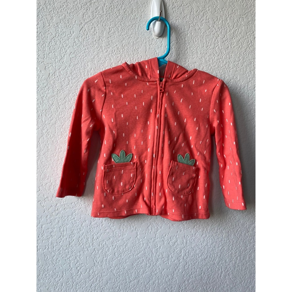 Just One You by Carters Girl Strawberry Print COTTAGECORE Zip Hoodie 12M Coral